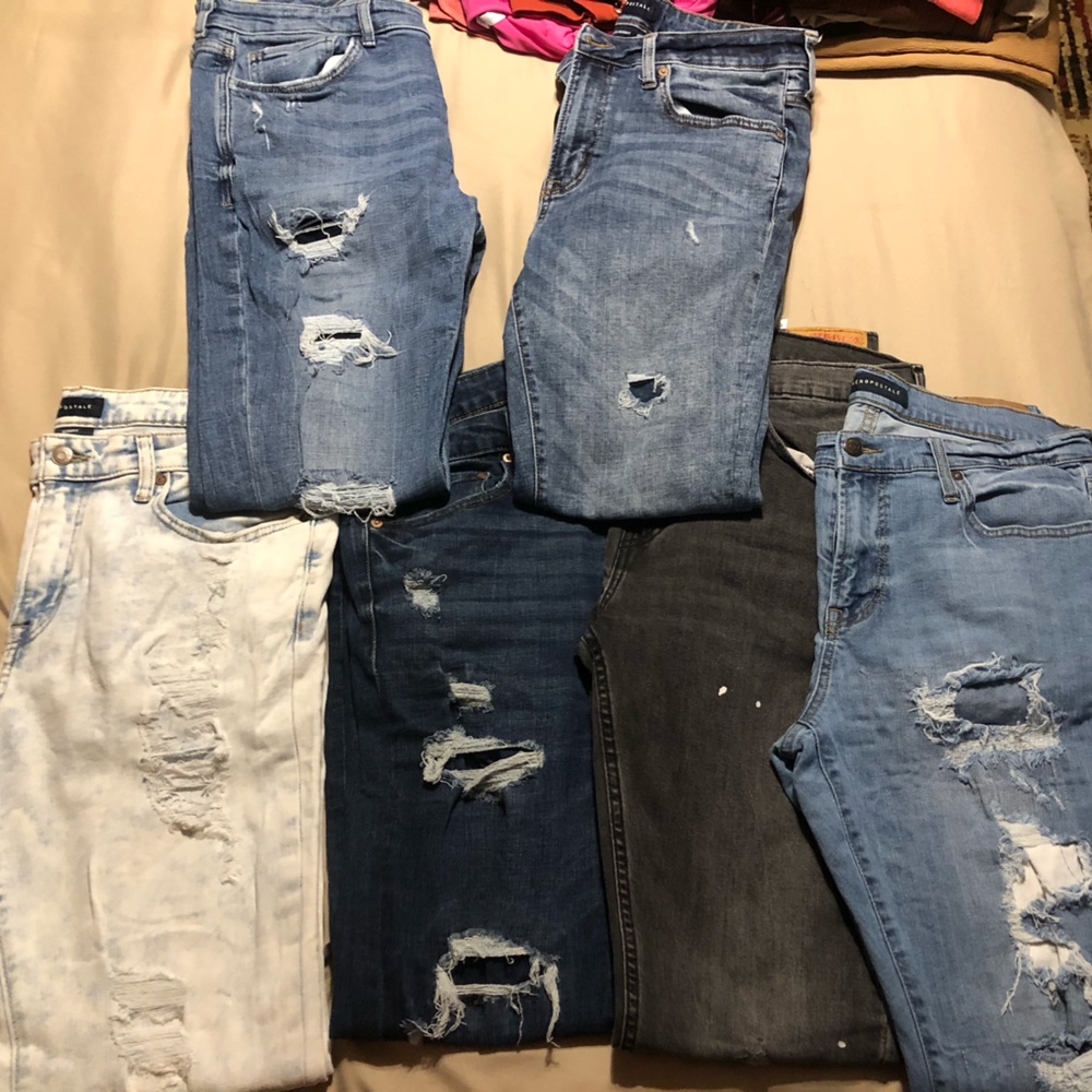 Aeropostale Men's Skinny Jeans - Blue, Black, White